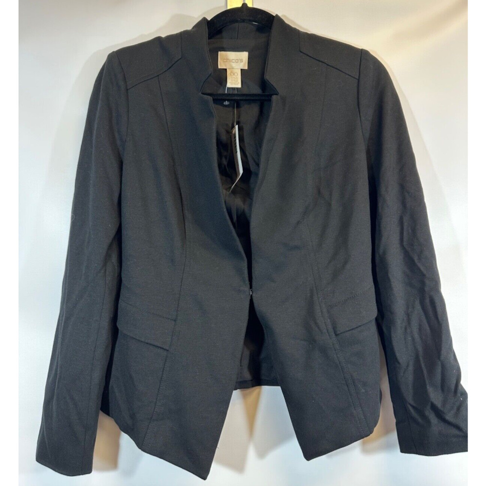 Chico’s NWT Women’s Ponte Blazer Jacket Slim Fit Lined Black size 00 (US 2)